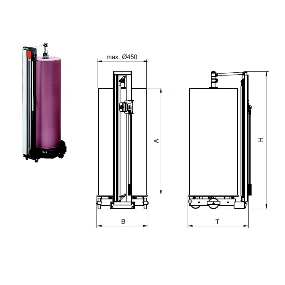 Produktabbildung Nr. 4: Rocholz Schneidständer senkrecht, für schwere Rollen, Rollengewicht max. 200 kg,  Rollen-Ø max. 450 mm, Schnittbreite 1000 mm