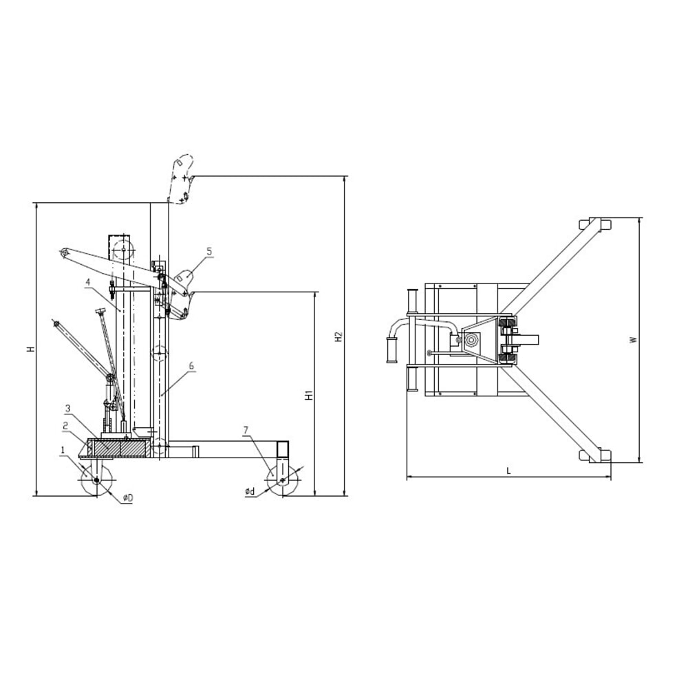 Produktabbildung Nr. 3: Fassheber mit Fußpedalhub, Eckaufnahme, Hubhöhe 500 mm, TK 450 kg, RAL 3020 verkehrsrot