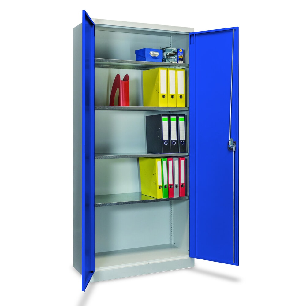 Produktabbildung Nr. 2: Steinbock® Flügeltürenschrank mit verzinkten Fachböden, HxBxT 1950 x 890 x 415 mm, lichtgrau/enzianblau