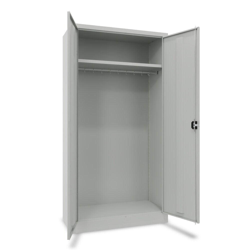 Produktabbildung Nr. 1: PAVOY Flügeltürenschrank mit verzinktem Hutboden und Kleiderstange, HxBxT 1950 x 1000 x 500 mm, lichtgrau/lichtgrau