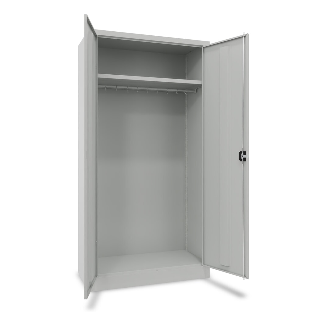 PAVOY Flügeltürenschrank mit verzinktem Hutboden und Kleiderstange, HxBxT 1950 x 1000 x 500 mm, lichtgrau/lichtgrau Produktabbildung: PAVOY Flügeltürenschrank mit verzinktem Hutboden und Kleiderstange, HxBxT 1950 x 1000 x 500 mm, lichtgrau/lichtgrau