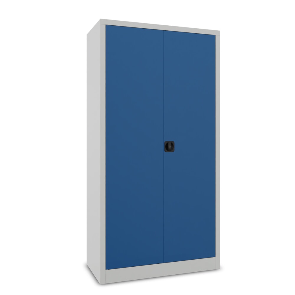Produktabbildung Nr. 2: PAVOY Flügeltürenschrank mit Hutboden, Trennwand, verzinkten Fachböden und Kleiderstange, HxBxT 1950 x 1000 x 600 mm, lichtgrau/enzianblau