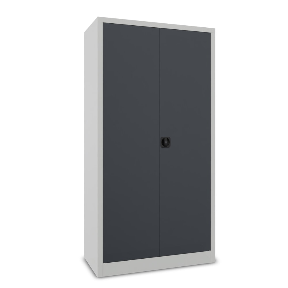 Produktabbildung Nr. 2: PAVOY Flügeltürenschrank mit Hutboden, Trennwand, pulverbeschichteten Fachböden und Kleiderstange, HxBxT 1950 x 1000 x 500 mm, lichtgrau/anthrazitgrau