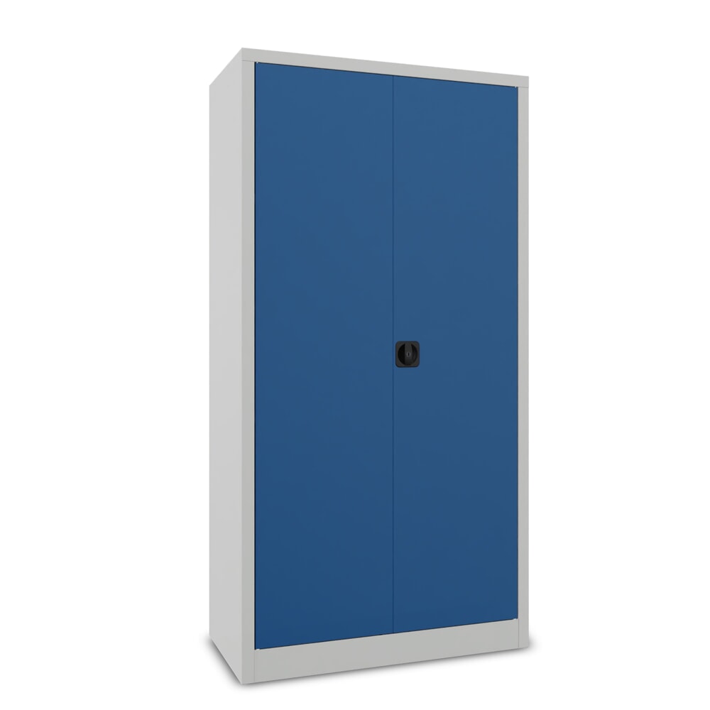 Produktabbildung Nr. 2: PAVOY Flügeltürenschrank mit Hutboden, Trennwand, verzinkten Fachböden und Kleiderstange, HxBxT 1950 x 1000 x 500 mm, lichtgrau/enzianblau