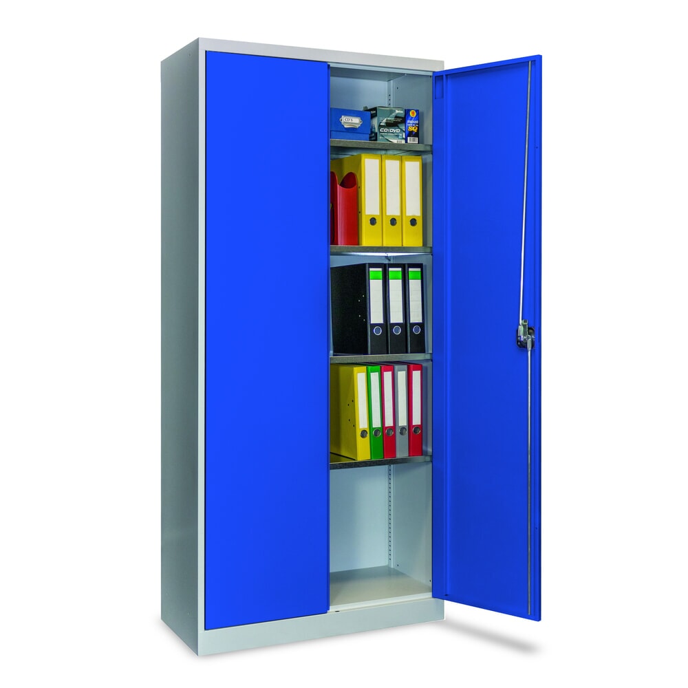 Produktabbildung Nr. 4: Steinbock® Flügeltürenschrank mit verzinkten Fachböden, HxBxT 1950 x 890 x 415 mm, lichtgrau/enzianblau