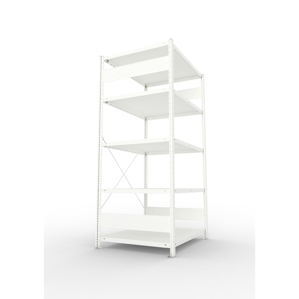 META Fachbodenregal Stecksystem, GF, FL 230 kg, lichtgrau, HxBxT 2.000 x 1.300 x 400 mm Produktabbildung Nr. 3: META Fachbodenregal Stecksystem, GF, FL 230 kg, lichtgrau, HxBxT 2.000 x 1.300 x 400 mm