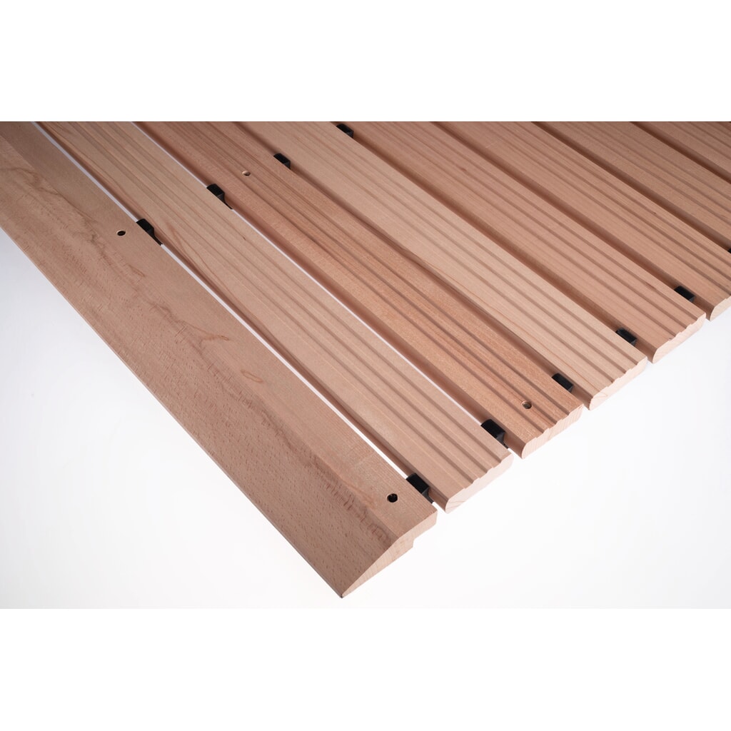 Miltex Arbeitsplatzmatte Yoga Holzrost, inkl. Auffahrkeilen und Abschrägung, Breite 800 mm Produktabbildung Nr. 6: Miltex Arbeitsplatzmatte Yoga Holzrost, inkl. Auffahrkeilen und Abschrägung, Breite 800 mm