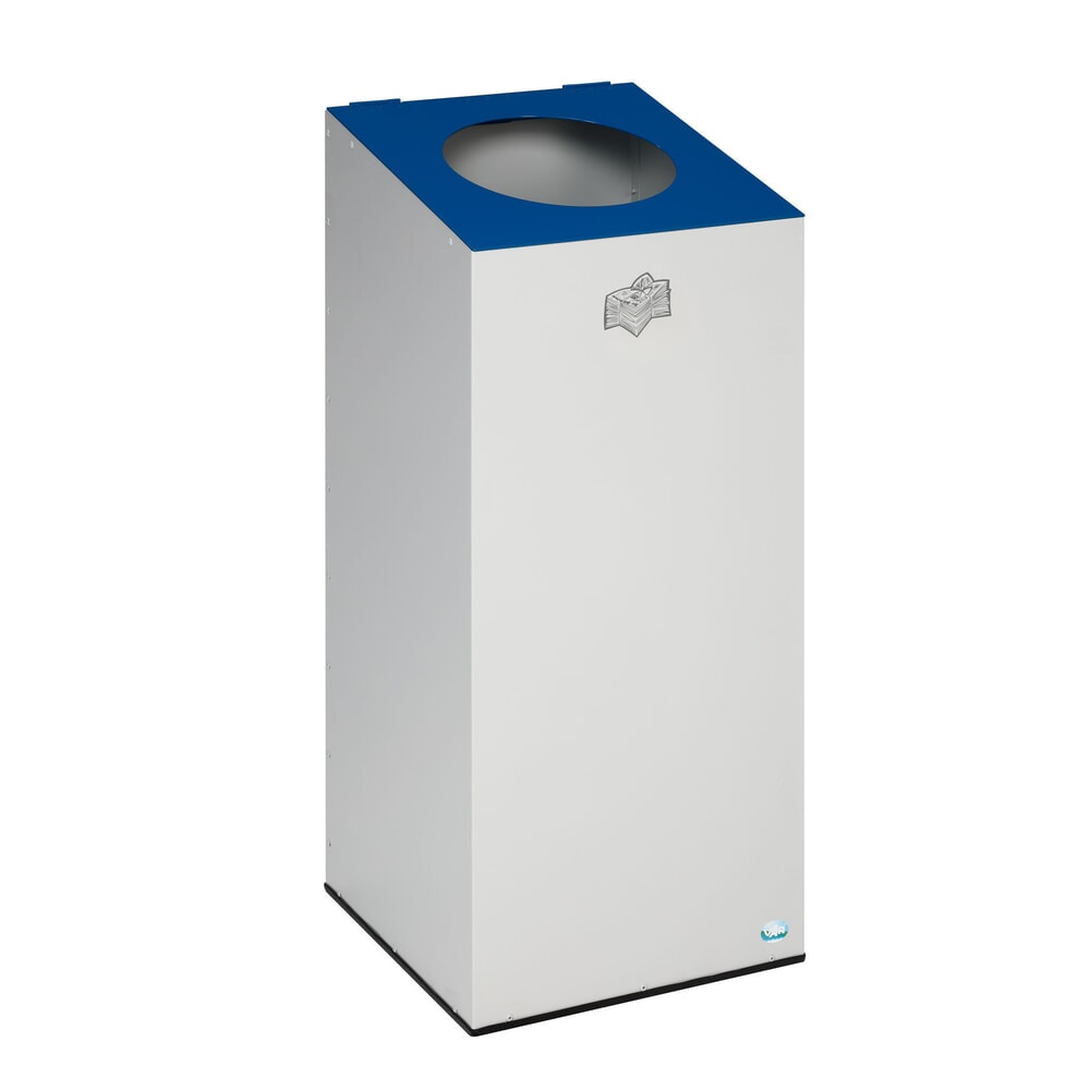 Produktabbildung Nr. 1: VAR® Wertstoffsammler WSG 38, mit Klemmring und runder Einwurföffnung, lichtgrau, enzianblau