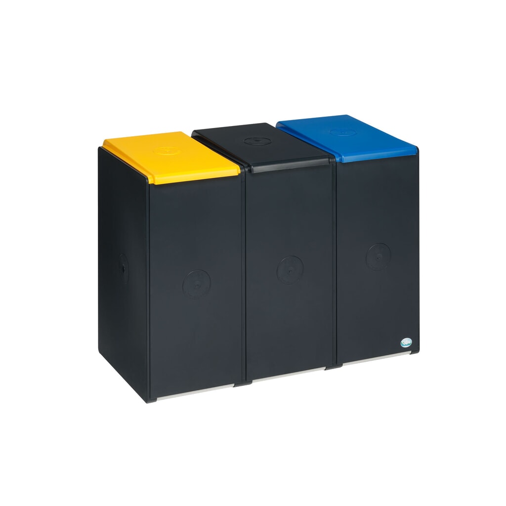 VAR® Wertstoffsammler, Inhalt 3 x 40 Liter, mit 3 farbigen Deckeln Produktabbildung: VAR® Wertstoffsammler, Inhalt 3 x 40 Liter, mit 3 farbigen Deckeln