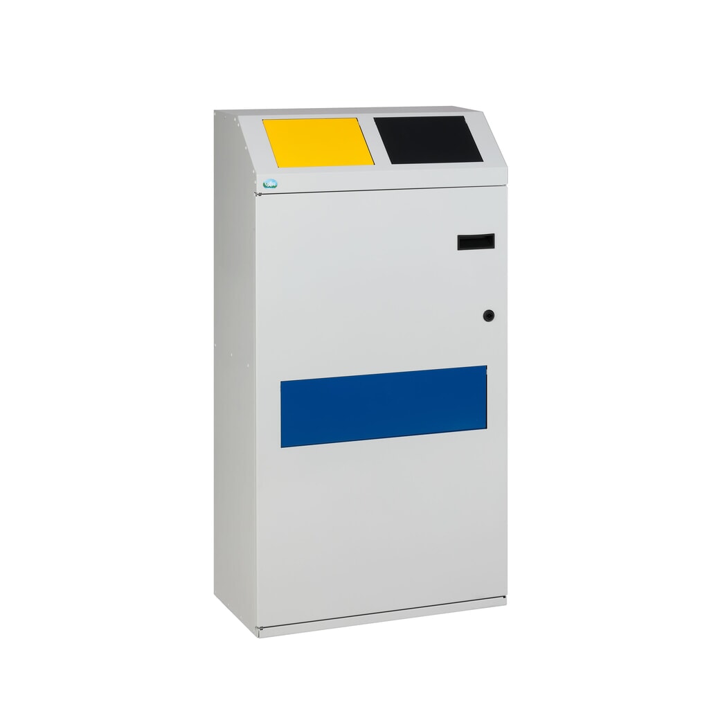 VAR® Wertstoffsammler WSS 115, in 2 Ebenen, mit 3 Innenbehältern, lichtgrau Produktabbildung: VAR® Wertstoffsammler WSS 115, in 2 Ebenen, mit 3 Innenbehältern, lichtgrau