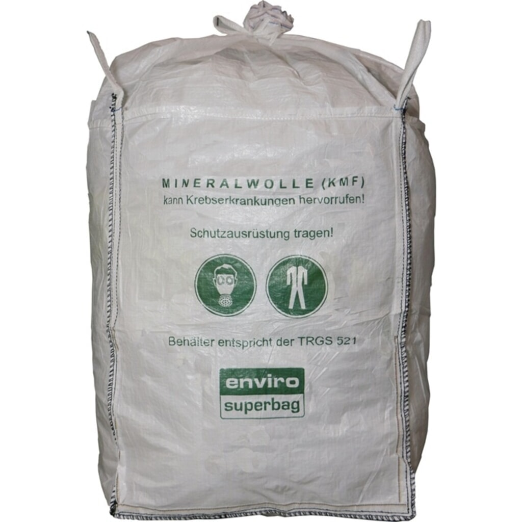 Produktabbildung: ASUP Transportsack Big Bag, mit Einfüllschürze, Tragkraft 200 kg, HxBxL 1200 mm x 900 mm x 900 mm, weiß, für KMF
