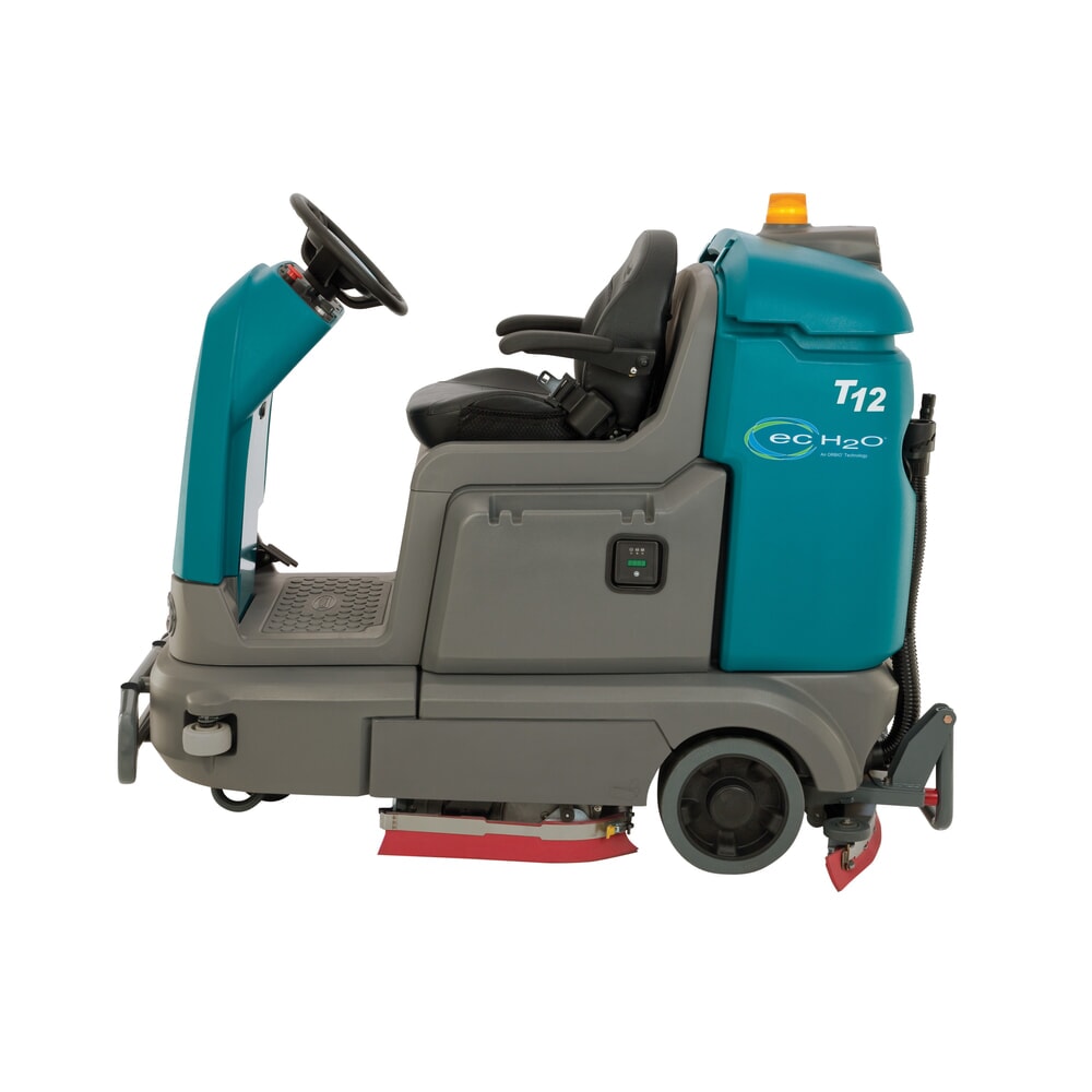 Produktabbildung Nr. 2: Tennant® Aufsitz-Scheuersaugmaschine T12, vollelektrischer Fahrantrieb, mit 2 Schrubbwalzen, Komfortsitz, Rammschutz, Seitenschubaggregat