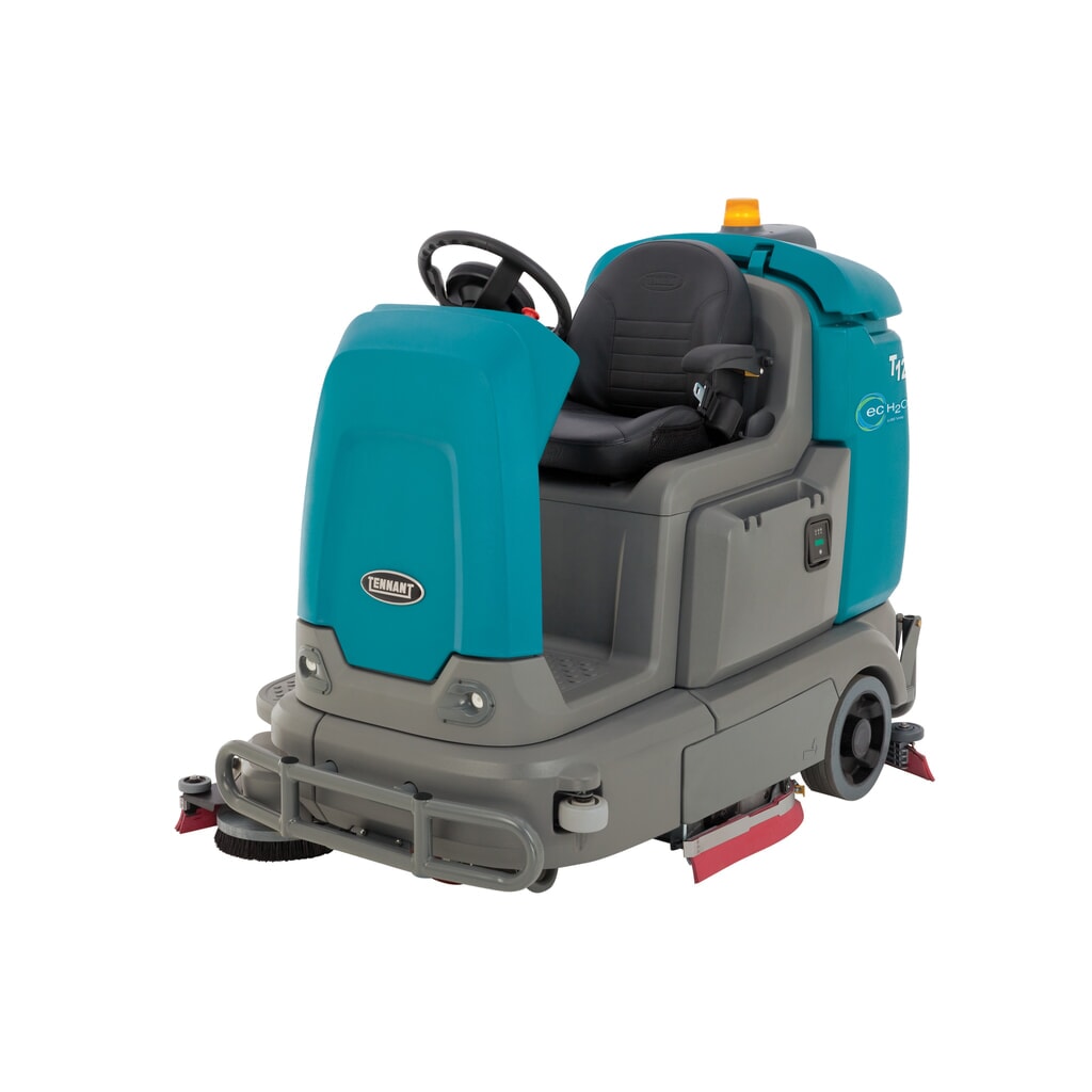 Produktabbildung: Tennant® Aufsitz-Scheuersaugmaschine T12, vollelektrischer Fahrantrieb, mit 2 Schrubbtellern