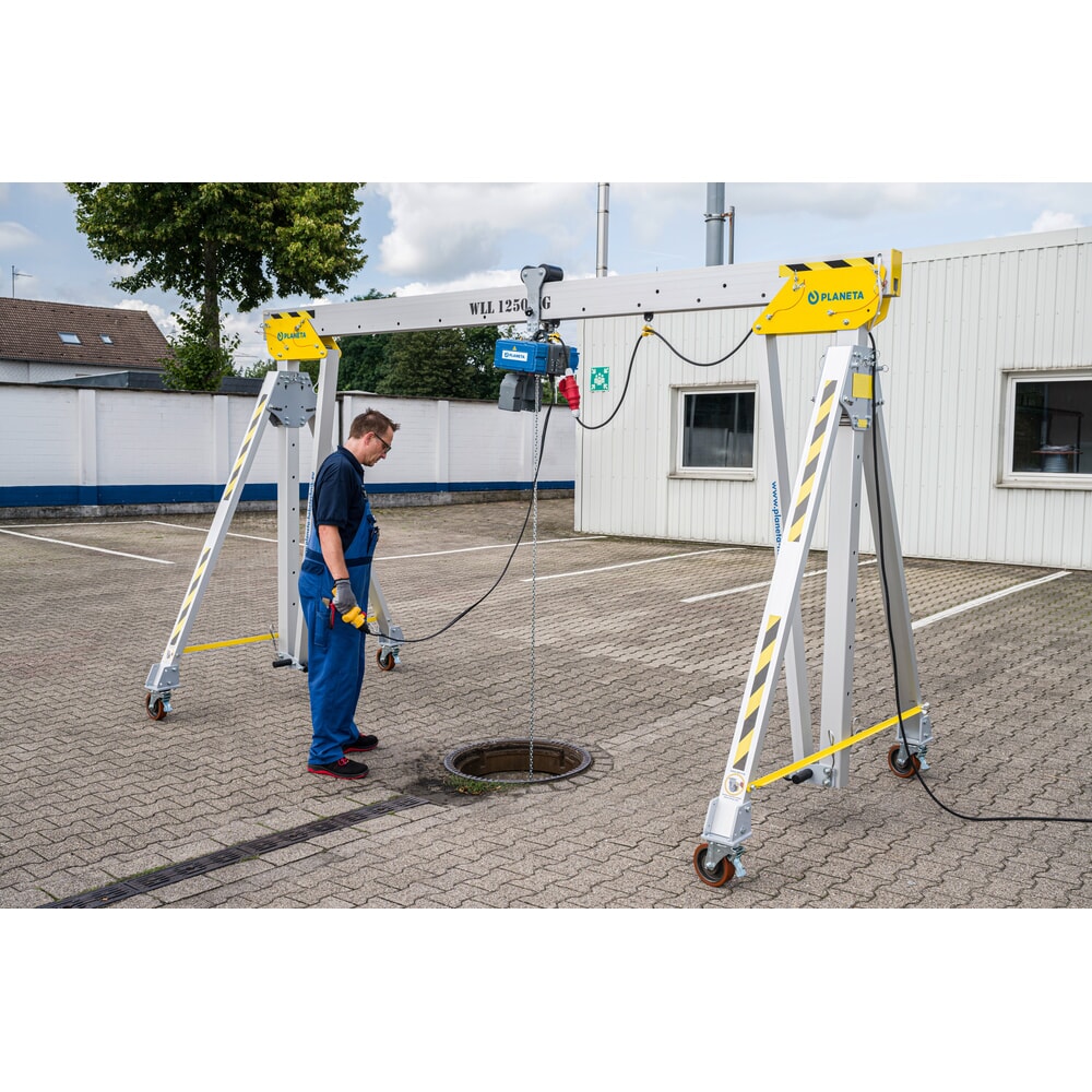 Produktabbildung Nr. 8: PLANETA Alu-Portalkran RLPK, inkl. Hebelzug, verfahrbar, Länge 2.000 mm, TK 1.750 kg, Größe M