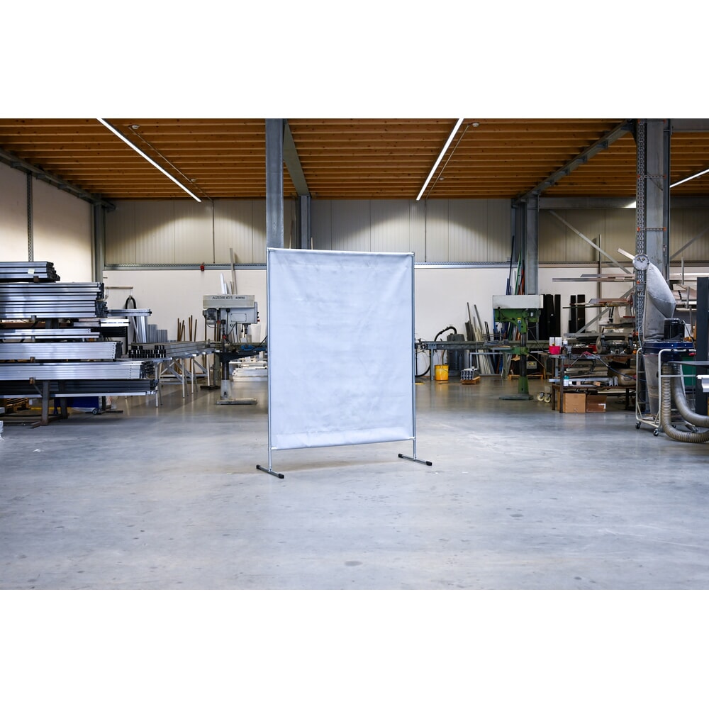 Produktabbildung Nr. 4: Schweißer-Schutzstellwand, Hitzeschutz-/Spritzerschutzdecke gemäß DIN EN 13501-1, BxH 1.400 x 2.000 mm, grau/silber