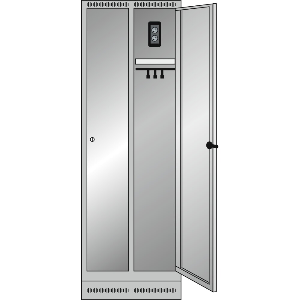 Produktabbildung Nr. 2: Thur Metall Akku-Ladeschrank mit Garderoben, HxBxT 1800 mm x 600 mm x 500 mm, Key Lock, anthrazitgrau/lichtgrau