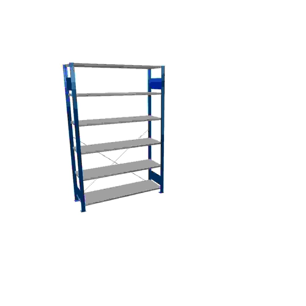 Produktabbildung: SCHULTE Fachbodenregal enzianblau/verzinkt mit 6 Stahlblechböden, Fachlast 150 kg, HxBxT 2.000 x 1.360 x 436 mm