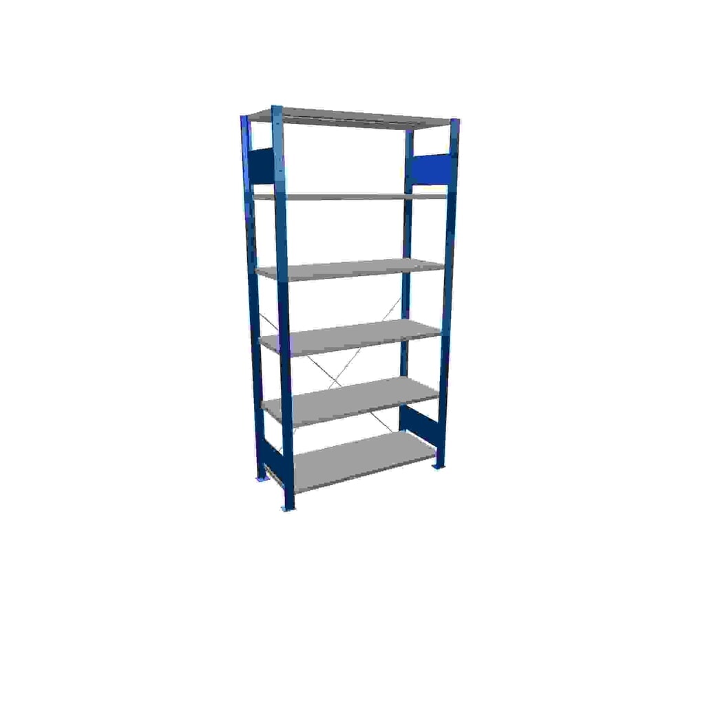 SCHULTE Fachbodenregal enzianblau/verzinkt mit 6 Stahlblechböden, Fachlast 150 kg, HxBxT 2.000 x 1.060 x 436 mm Produktabbildung: SCHULTE Fachbodenregal enzianblau/verzinkt mit 6 Stahlblechböden, Fachlast 150 kg, HxBxT 2.000 x 1.060 x 436 mm