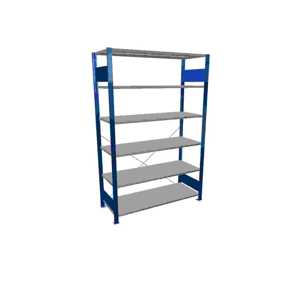 Produktabbildung: SCHULTE Fachbodenregal enzianblau/verzinkt mit 6 Stahlblechböden, Fachlast 150 kg, HxBxT 2.000 x 1.360 x 536 mm