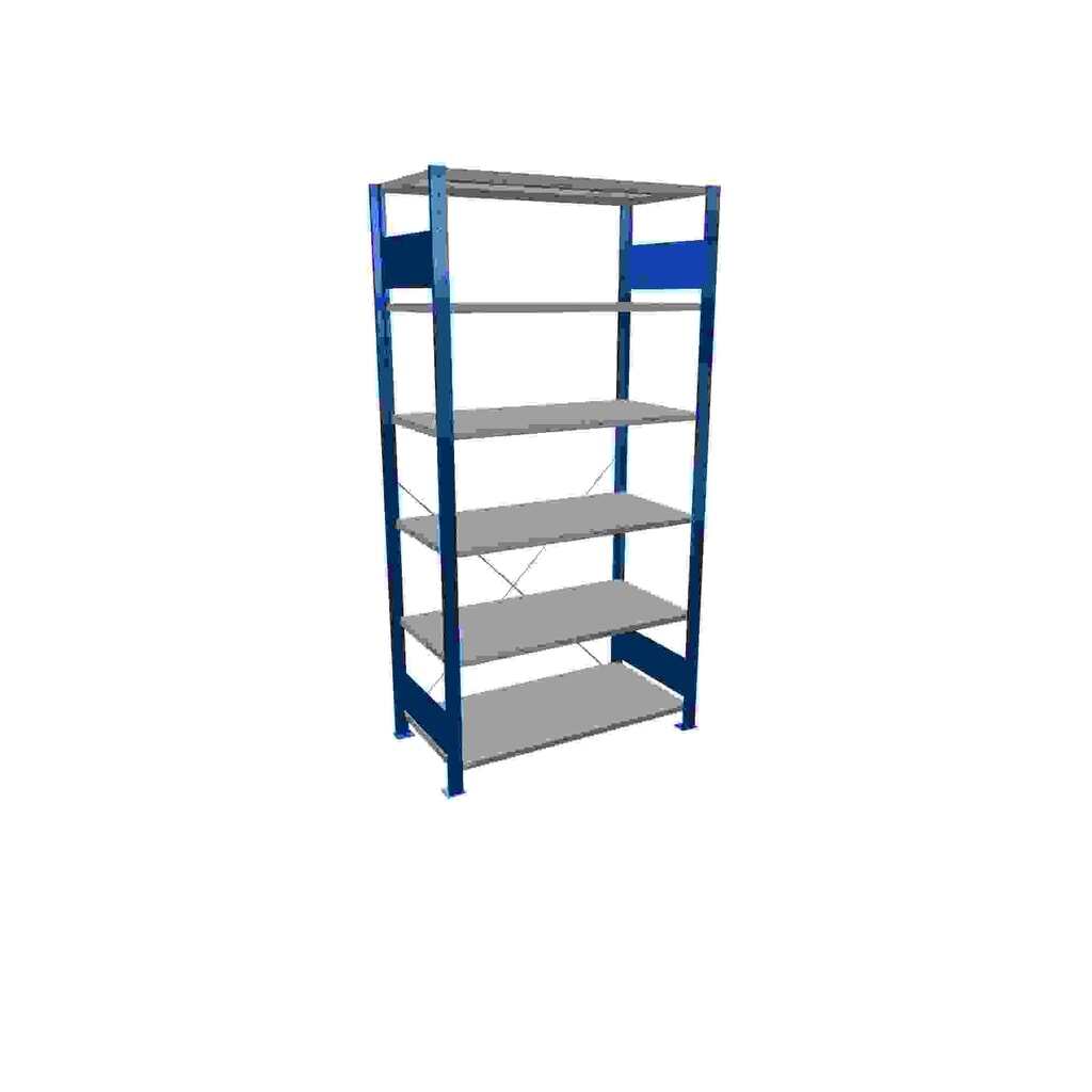 SCHULTE Fachbodenregal enzianblau/verzinkt mit 6 Stahlblechböden, Fachlast 150 kg, HxBxT 2.000 x 1.060 x 536 mm Produktabbildung: SCHULTE Fachbodenregal enzianblau/verzinkt mit 6 Stahlblechböden, Fachlast 150 kg, HxBxT 2.000 x 1.060 x 536 mm