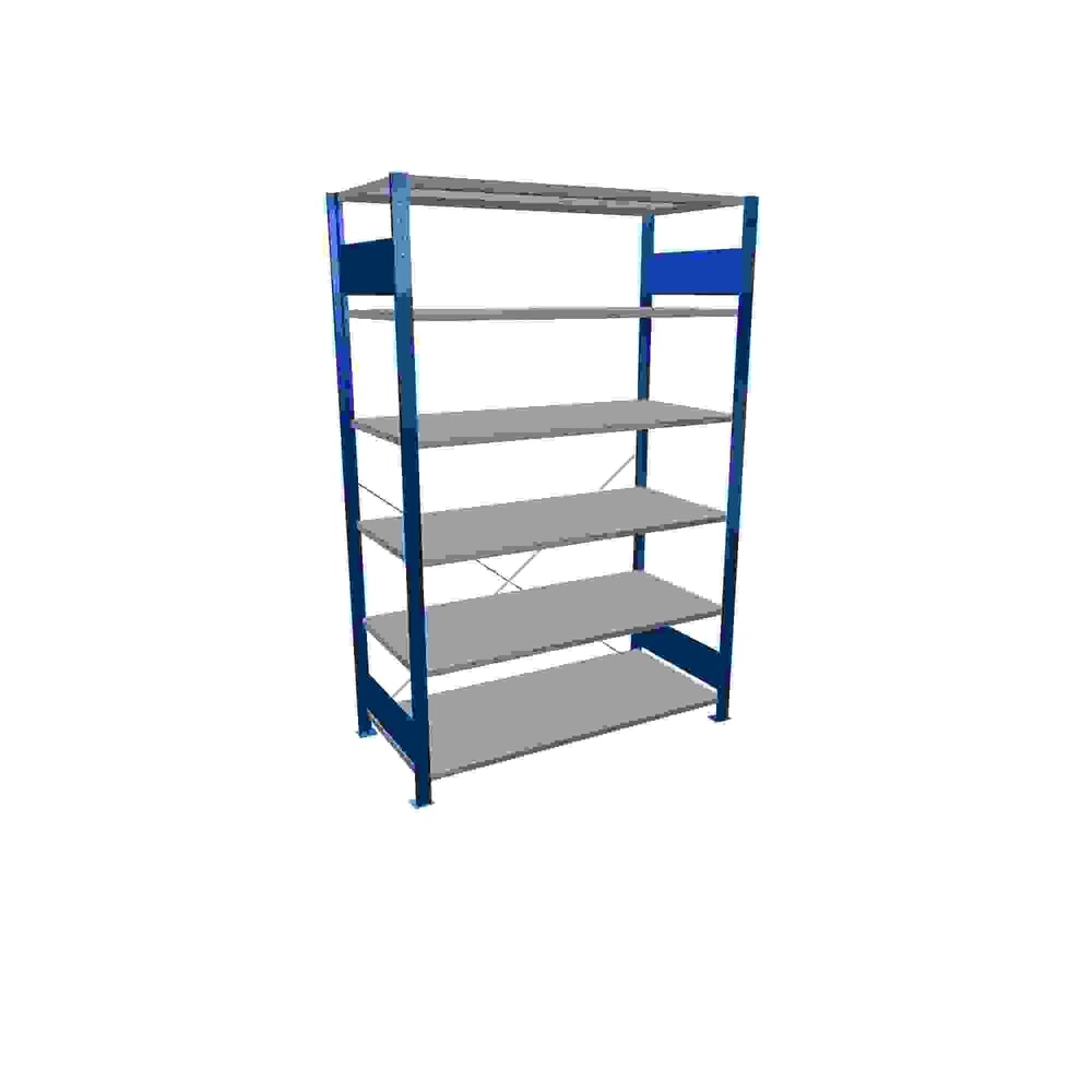 Produktabbildung: SCHULTE Fachbodenregal enzianblau/verzinkt mit 6 Stahlblechböden, Fachlast 150 kg, HxBxT 2.000 x 1.360 x 636 mm