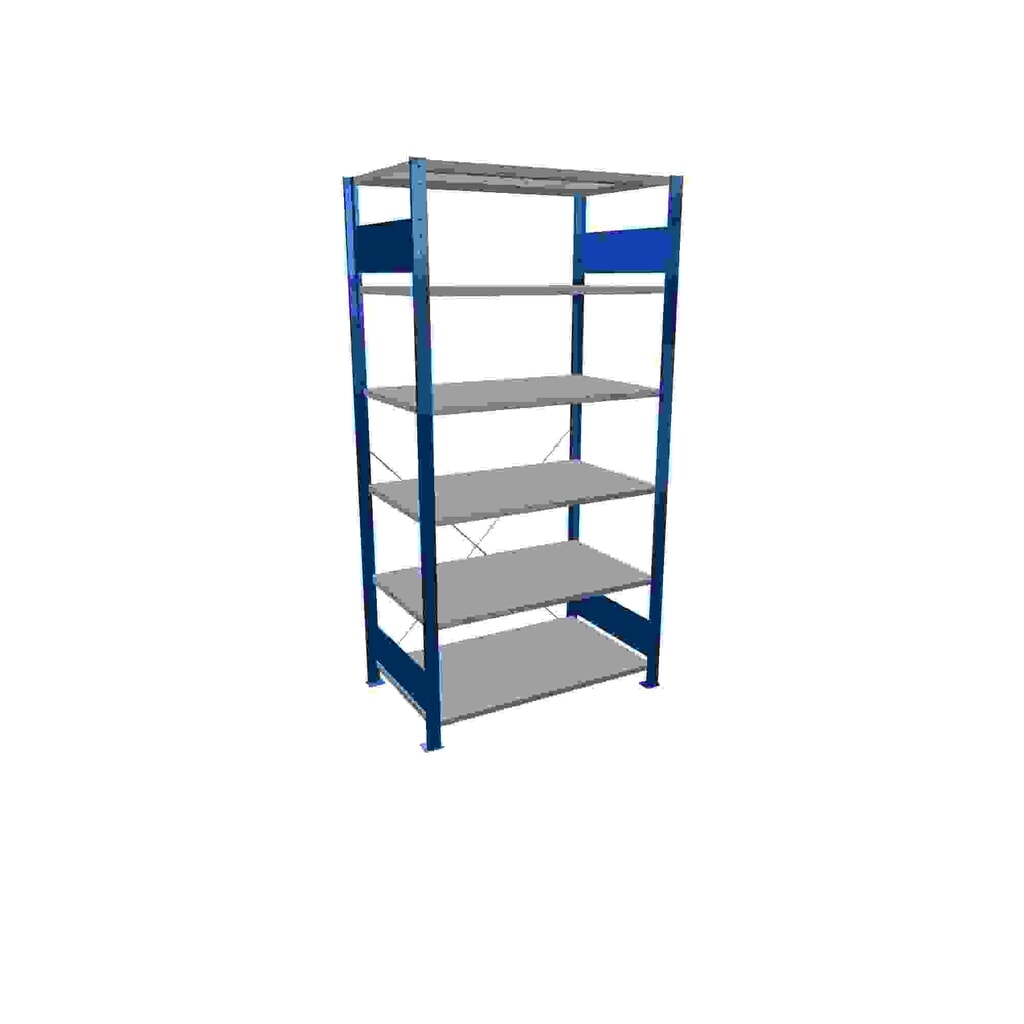 SCHULTE Fachbodenregal enzianblau/verzinkt mit 6 Stahlblechböden, Fachlast 150 kg, HxBxT 2.000 x 1.060 x 636 mm Produktabbildung: SCHULTE Fachbodenregal enzianblau/verzinkt mit 6 Stahlblechböden, Fachlast 150 kg, HxBxT 2.000 x 1.060 x 636 mm