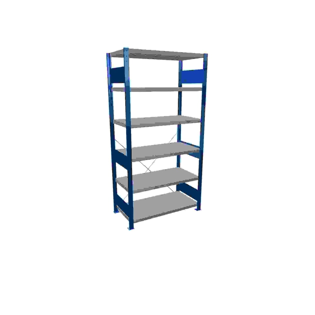 SCHULTE Fachbodenregal enzianblau/verzinkt mit 6 Stahlblechböden, Fachlast 330 kg, HxBxT 2.000 x 1.060 x 536 mm Produktabbildung: SCHULTE Fachbodenregal enzianblau/verzinkt mit 6 Stahlblechböden, Fachlast 330 kg, HxBxT 2.000 x 1.060 x 536 mm