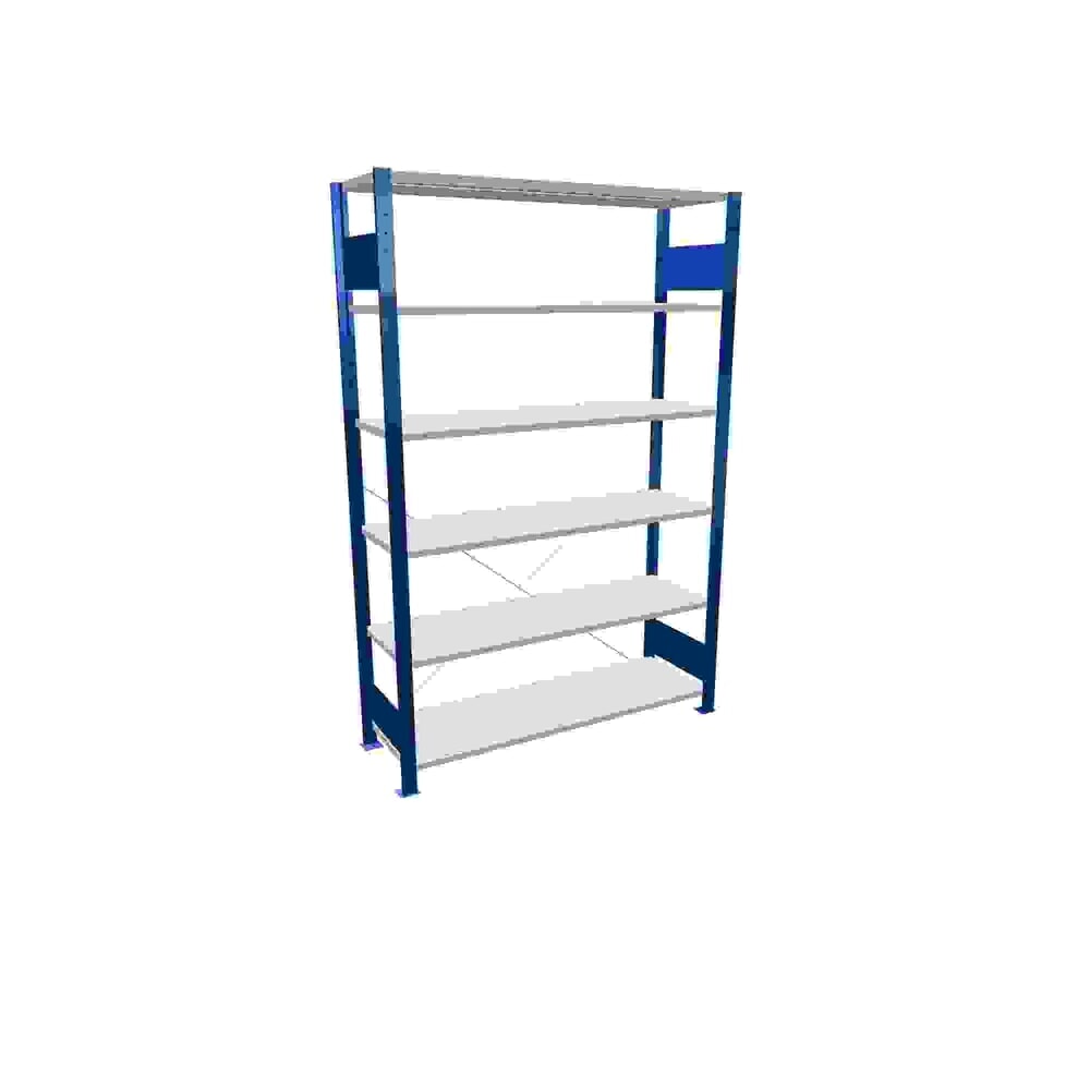 Produktabbildung: SCHULTE Fachbodenregal enzianblau/lichtgrau mit 5 Stahlblechböden, Fachlast 150 kg, HxBxT 2.000 x 1.360 x 436 mm
