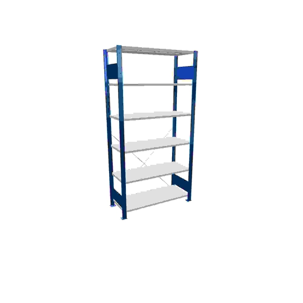 Produktabbildung: SCHULTE Fachbodenregal enzianblau/lichtgrau mit 6 Stahlblechböden, Fachlast 150 kg, HxBxT 2.000 x 1.060 x 436 mm