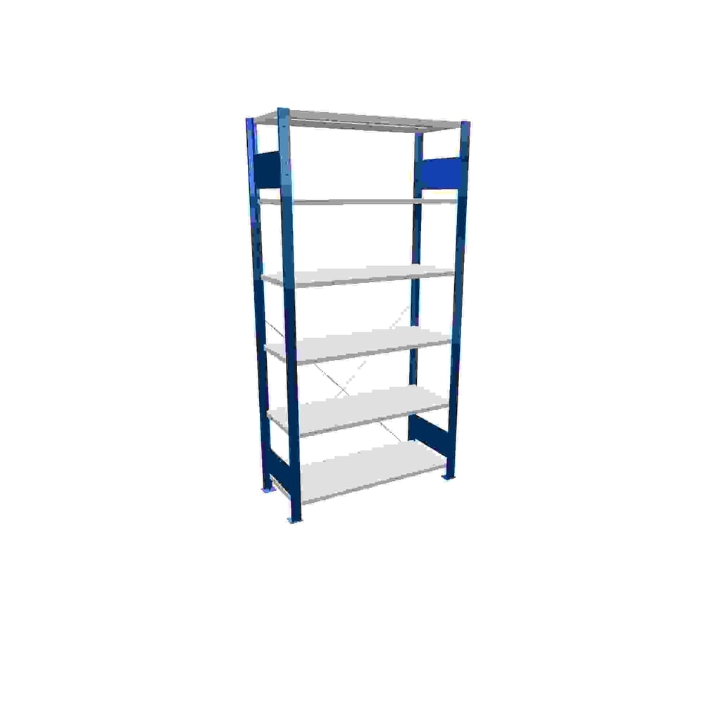 SCHULTE Fachbodenregal enzianblau/lichtgrau mit 6 Stahlblechböden, Fachlast 150 kg, HxBxT 2.000 x 1.060 x 436 mm Produktabbildung: SCHULTE Fachbodenregal enzianblau/lichtgrau mit 6 Stahlblechböden, Fachlast 150 kg, HxBxT 2.000 x 1.060 x 436 mm