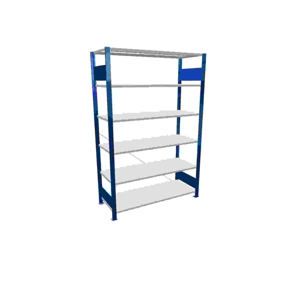 Produktabbildung: SCHULTE Fachbodenregal enzianblau/lichtgrau mit 6 Stahlblechböden, Fachlast 150 kg, HxBxT 2.000 x 1.360 x 536 mm