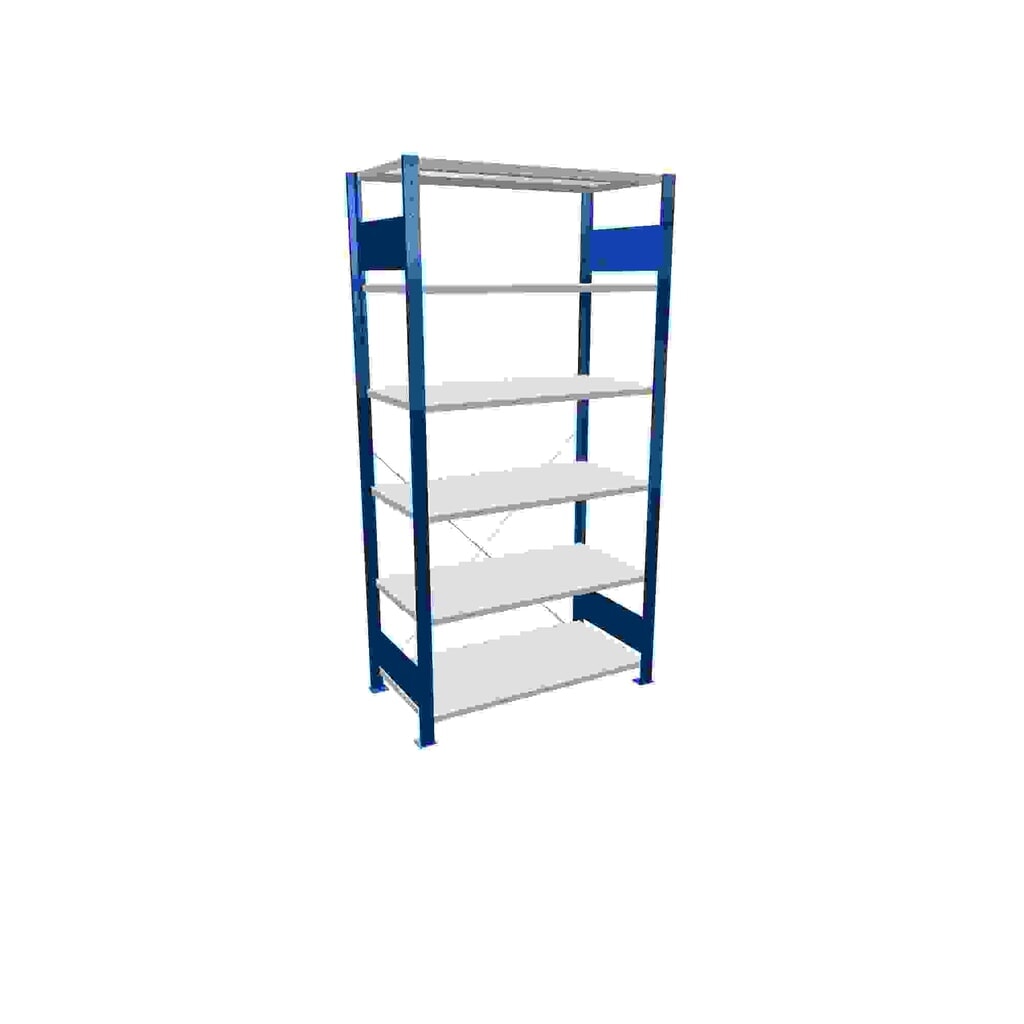 Produktabbildung: SCHULTE Fachbodenregal enzianblau/lichtgrau mit 6 Stahlblechböden, Fachlast 150 kg, HxBxT 2.000 x 1.060 x 536 mm