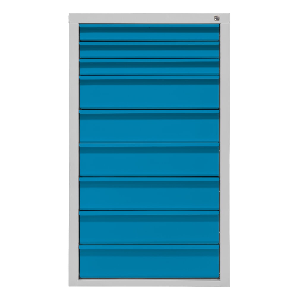 Produktabbildung: HEMMDAL Schubladenschrank Classic, 9 Schubladen, HxBxT 1200 x 700 x 435 mm, lichtgrau/lichtblau