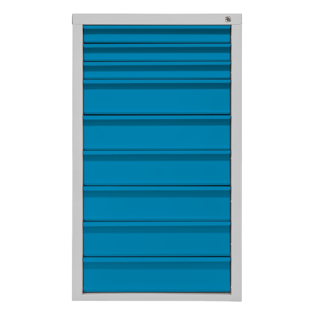 HEMMDAL Schubladenschrank Classic, 9 Schubladen, HxBxT 1200 x 700 x 435 mm, lichtgrau/lichtblau Produktabbildung: HEMMDAL Schubladenschrank Classic, 9 Schubladen, HxBxT 1200 x 700 x 435 mm, lichtgrau/lichtblau