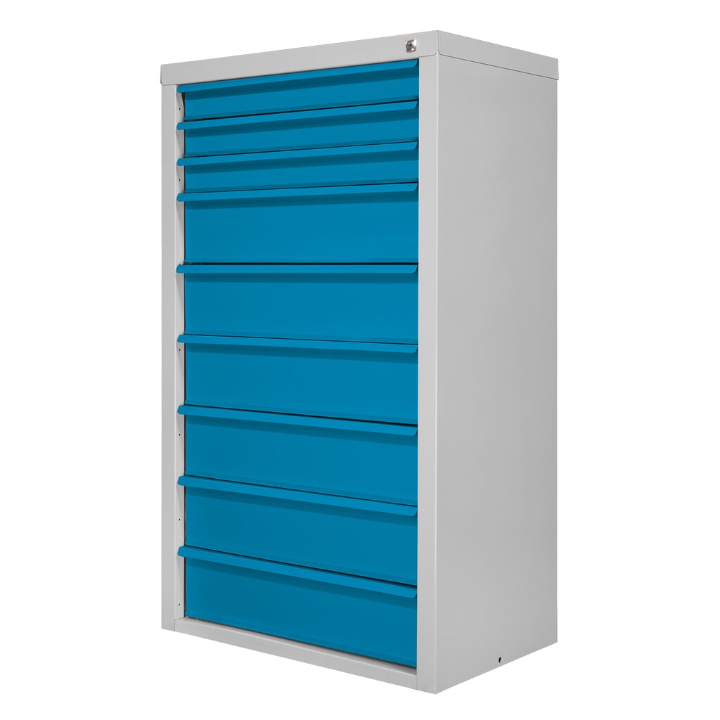 HEMMDAL Schubladenschrank Classic, 9 Schubladen, HxBxT 1200 x 700 x 435 mm, lichtgrau/lichtblau Produktabbildung Nr. 2: HEMMDAL Schubladenschrank Classic, 9 Schubladen, HxBxT 1200 x 700 x 435 mm, lichtgrau/lichtblau