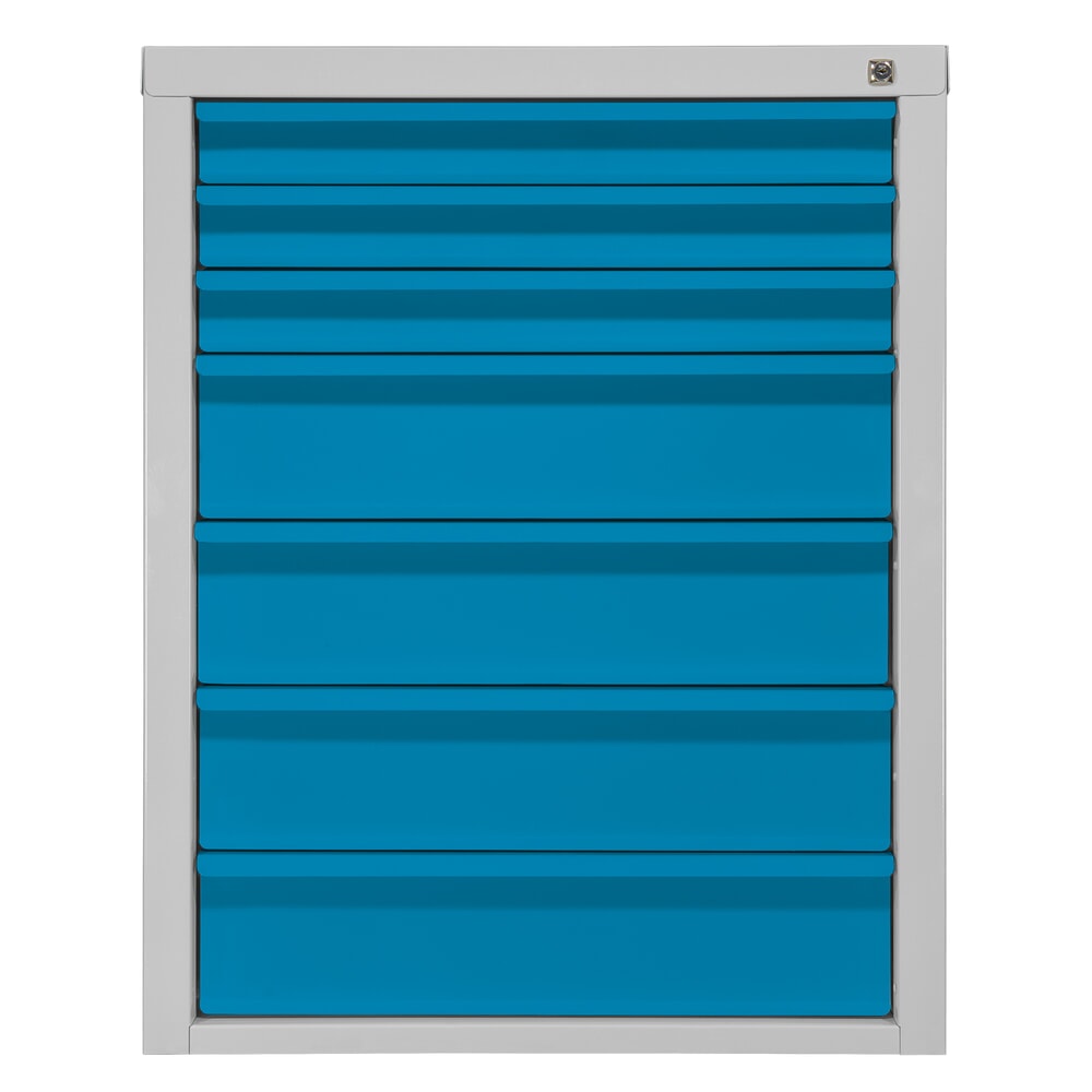 Produktabbildung: HEMMDAL Schubladenschrank Classic, 7 Schubladen, HxBxT 900 x 700 x 435 mm, lichtgrau/lichtblau