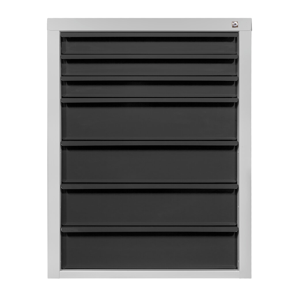 HEMMDAL Schubladenschrank Classic, 7 Schubladen, HxBxT 900 x 700 x 435 mm, lichtgrau/anthrazitgrau Produktabbildung: HEMMDAL Schubladenschrank Classic, 7 Schubladen, HxBxT 900 x 700 x 435 mm, lichtgrau/anthrazitgrau