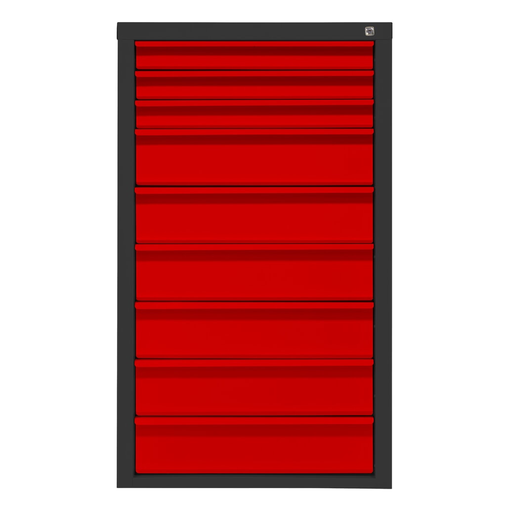 HEMMDAL Schubladenschrank Classic, 9 Schubladen, HxBxT 1200 x 700 x 435 mm, anthrazitgrau/verkehrsrot Produktabbildung: HEMMDAL Schubladenschrank Classic, 9 Schubladen, HxBxT 1200 x 700 x 435 mm, anthrazitgrau/verkehrsrot