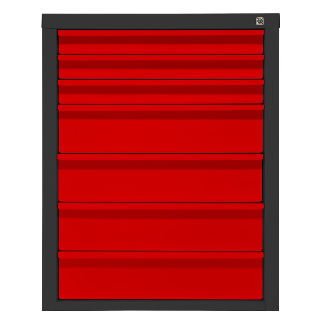 HEMMDAL Schubladenschrank Classic, 7 Schubladen, HxBxT 900 x 700 x 435 mm, anthrazitgrau/verkehrsrot Produktabbildung: HEMMDAL Schubladenschrank Classic, 7 Schubladen, HxBxT 900 x 700 x 435 mm, anthrazitgrau/verkehrsrot