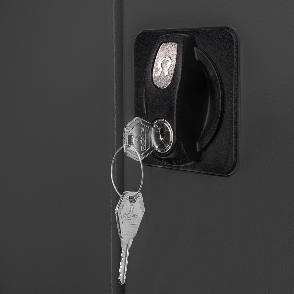 Produktabbildung Nr. 5: Steinbock® Flügeltüren-Magazinschrank, 48 Sichtlagerkästen Größe 3, 11 Fachböden, lichtgrau/anthrazitgrau