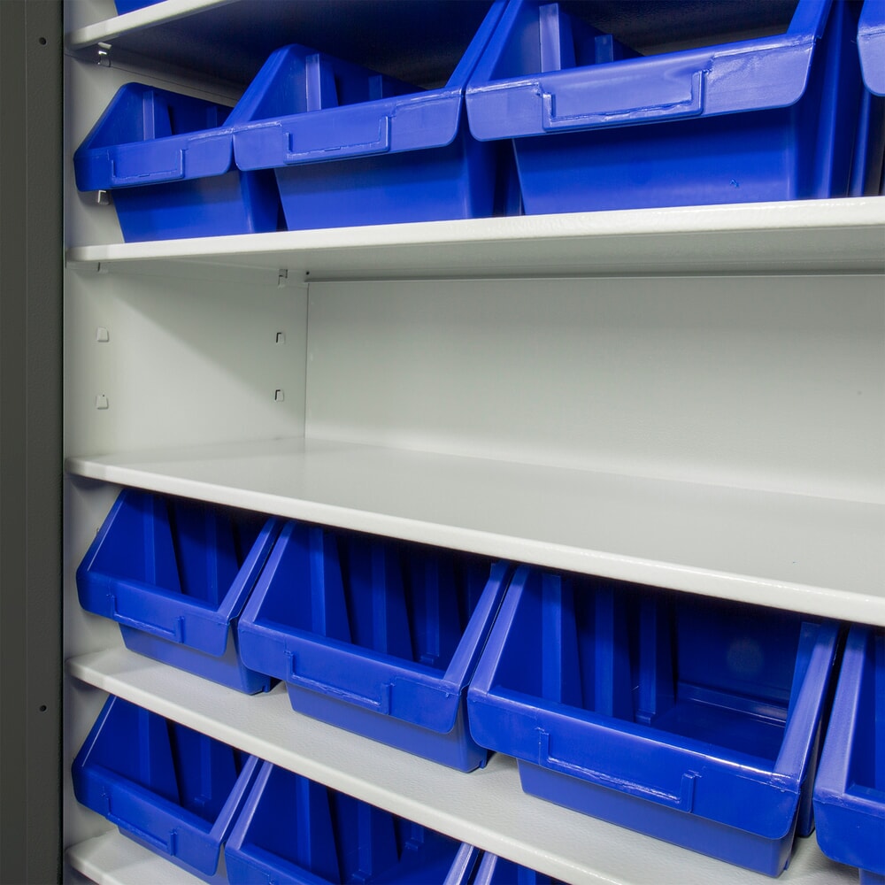 Produktabbildung Nr. 5: HEMMDAL Flügeltüren-Magazinschrank, 12 Sichtlagerkästen Größe 3, 54 Sichtlagerkästen Größe 2L, 15 Fachböden, lichtgrau/anthrazitgrau