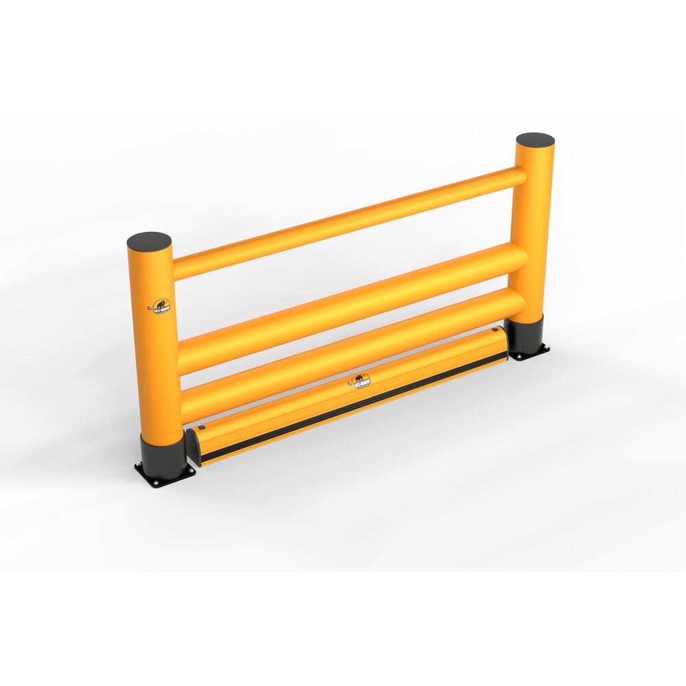 Produktabbildung: A.M.P.E.R.E. Rammschutzgeländer Rack Mammut®, Handlauf Doppelplanke Extra, Länge 2,00 m