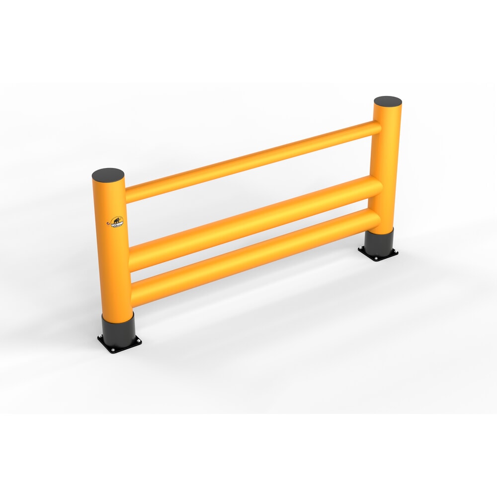 Produktabbildung: A.M.P.E.R.E. Rammschutzgeländer Rack Mammut®, Handlauf Doppelplanke, Länge 2,00 m