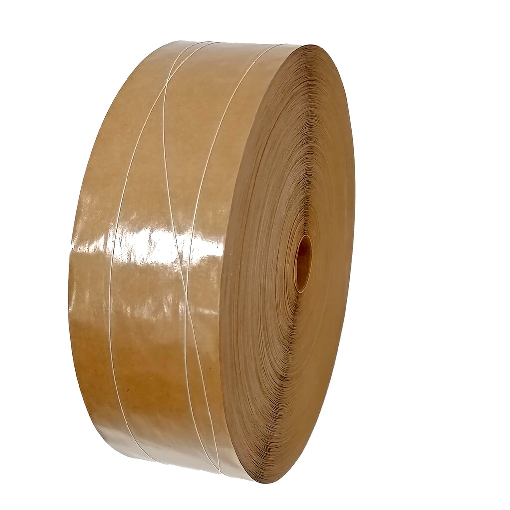 Produktabbildung: activaPaper® Nassklebeband, mit pflanzenbasiertem Klebstoff, fadenverstärkt, 75g/m²,  BxL 70 mm x 200 Laufmeter, braun, 12 Rollen/VE