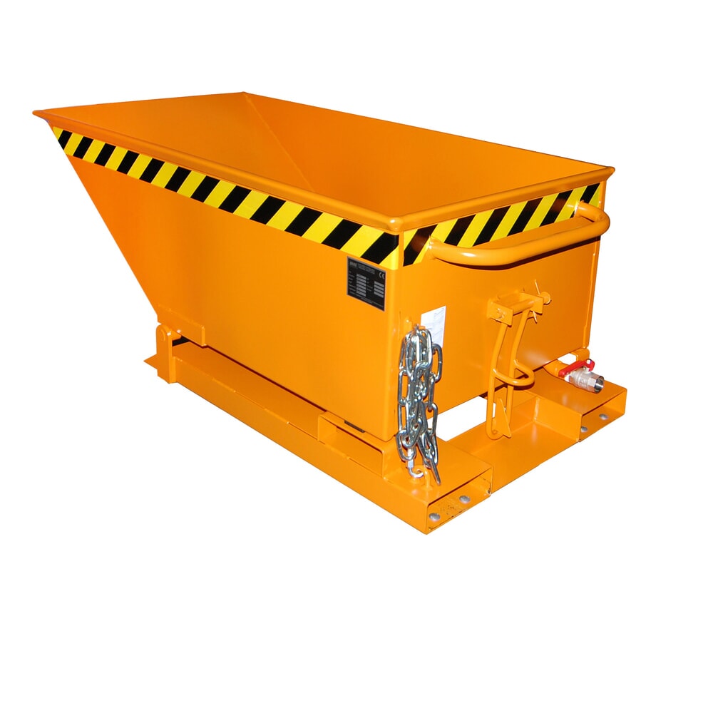 Produktabbildung: Bauer® Späne-Kippmulde, niedrige Mulde, lackiert, Volumen 0,25 m³, RAL 2000 gelborange