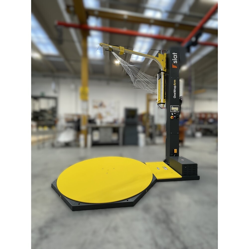Produktabbildung: SIAT Palettenwickler PS OneWrap "LP", motorische Vordehnung (Powerstretch) 200 %, Drehteller Ø 1.650 mm, Wickelhöhe 1.900 mm