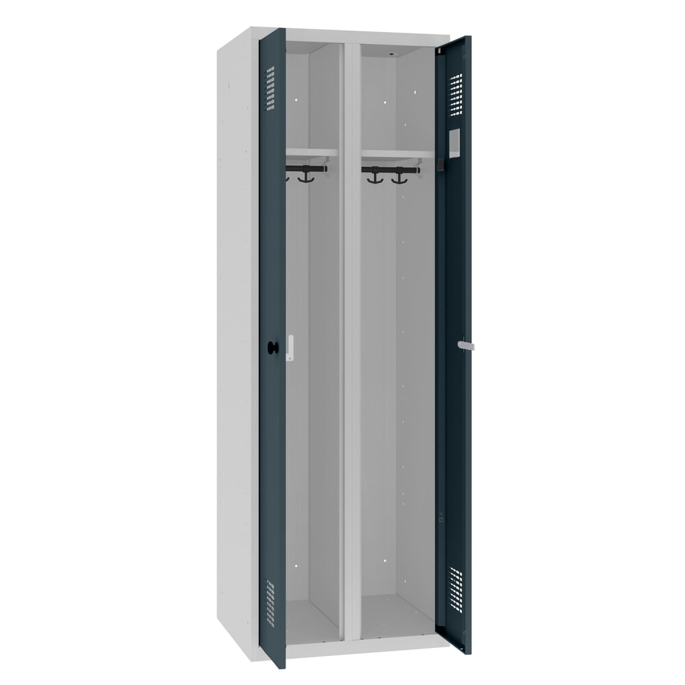 Produktabbildung: Steinbock® Doppelspind, 1 Abteil, Zylinderschloss, HxBxT 1800 x 600 x 500 mm, lichtgrau/anthrazitgrau