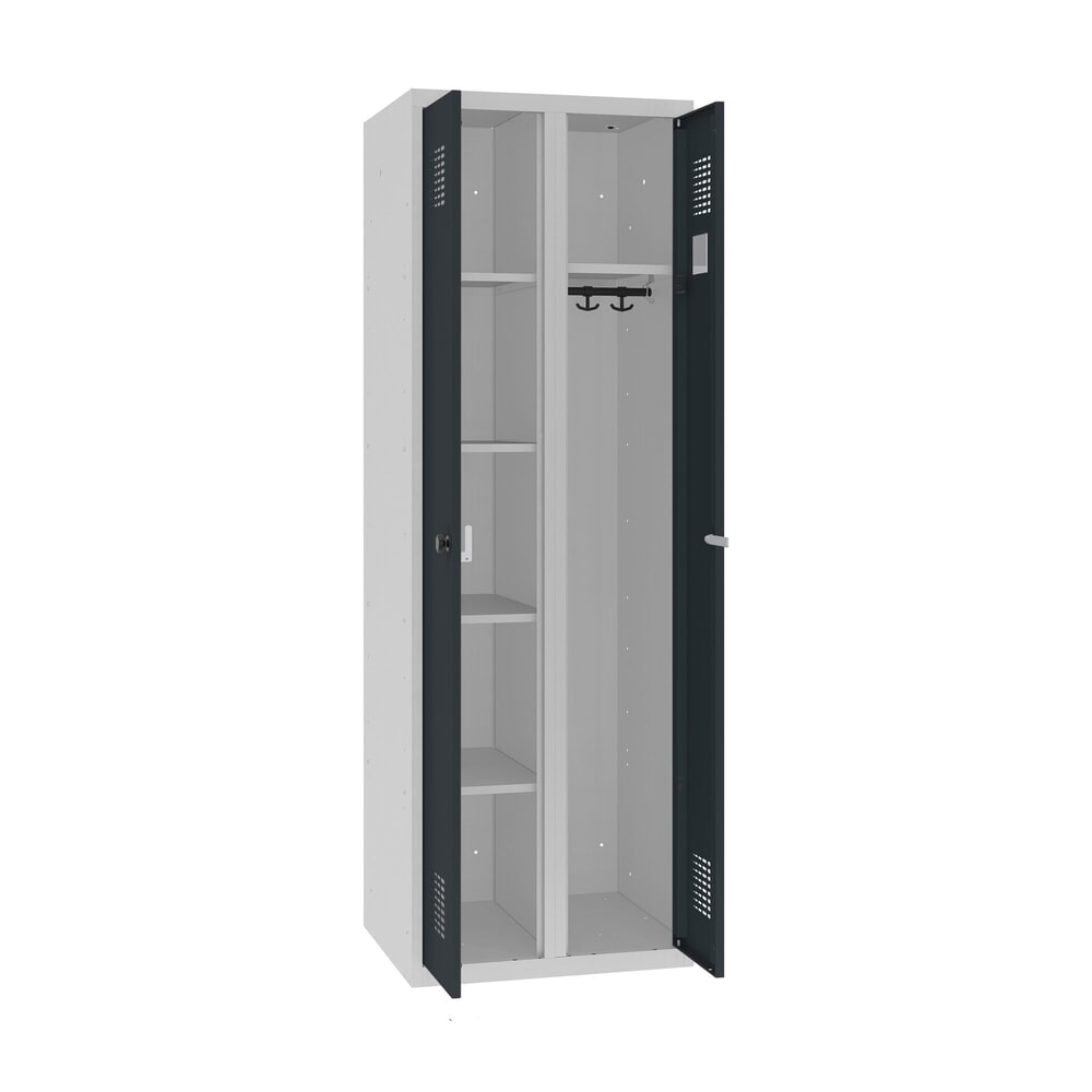 Produktabbildung: Steinbock® Kleider-/Wäschespind, 1 Abteil, Zylinderschloss, HxBxT 1800 x 600 x 500 mm, lichtgrau/anthrazitgrau