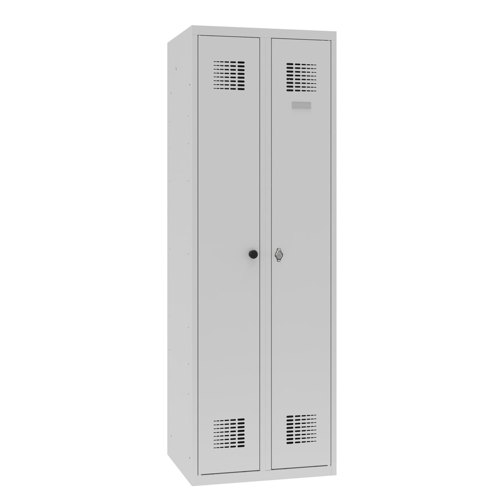 Produktabbildung Nr. 4: Steinbock® Kleider-/Wäschespind, 1 Abteil, Drehriegelverschluss, HxBxT 1800 x 600 x 500 mm, lichtgrau/lichtgrau