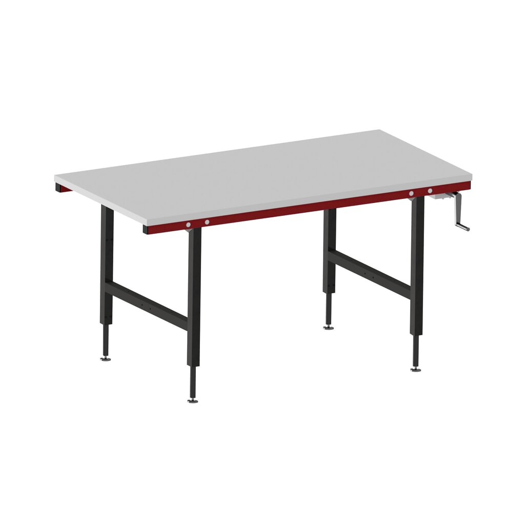 Rocholz Höhenverstellbarer Packtisch SYSTEM 2000, manuell, HxBxT 710–960 mm x 1600 mm x 800 mm Produktabbildung: Rocholz Höhenverstellbarer Packtisch SYSTEM 2000, manuell, HxBxT 710–960 mm x 1600 mm x 800 mm